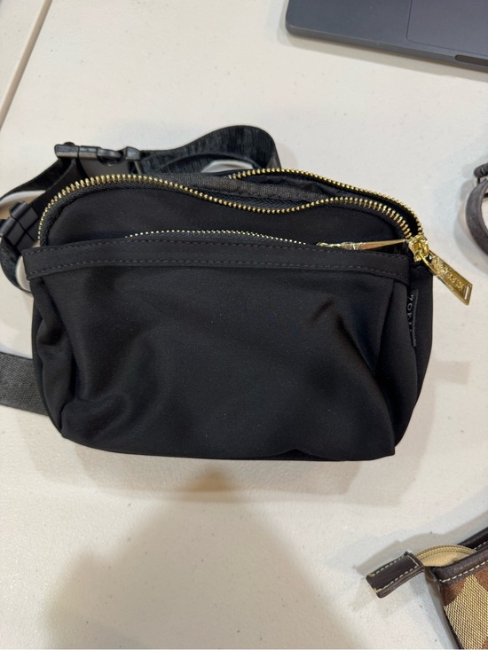 Zorfin Handbags - Zorfin Black Crossbody Belt Bag with Gold Zippers